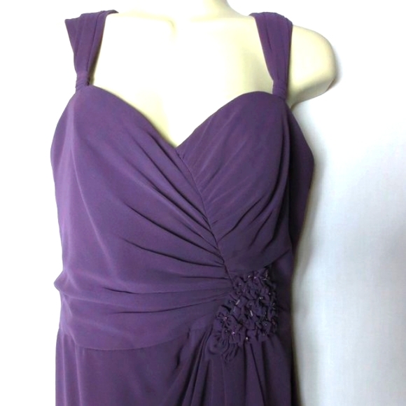 David's Bridal Dress Dusky Iris Purple Chiffon Midi Ball Cocktail Wedding Size 8 - Picture 1 of 8